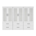 White Wood 94.5 in. Armoire with 6 Drawers and 6 Doors