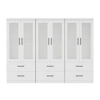 White Wood 94.5 in. Armoire with 6 Drawers and 6 Doors