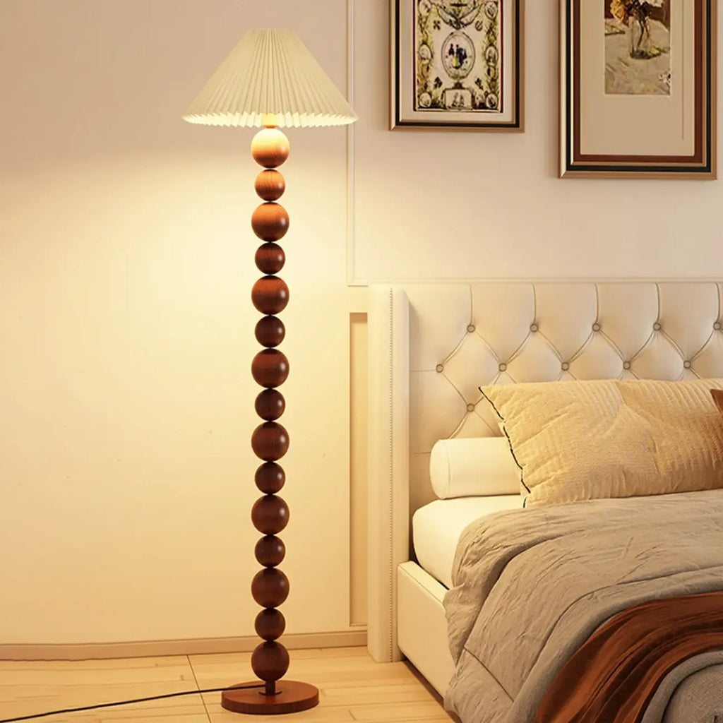 Decorative Modern Stacked Ball Floor Lamp with Fabric Shade