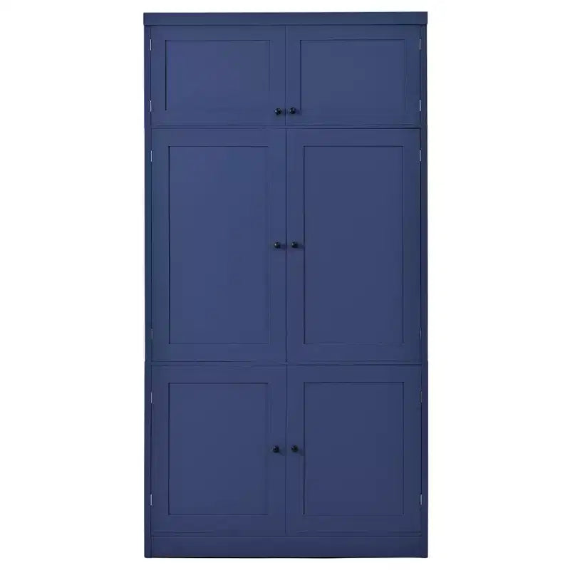 Tall Kitchen Pantry Cabinet with Power Outlets, Large Freestanding Cupboard with Microwave Stand, Drawers, Shelves, Wine Racks & Door-Shelf