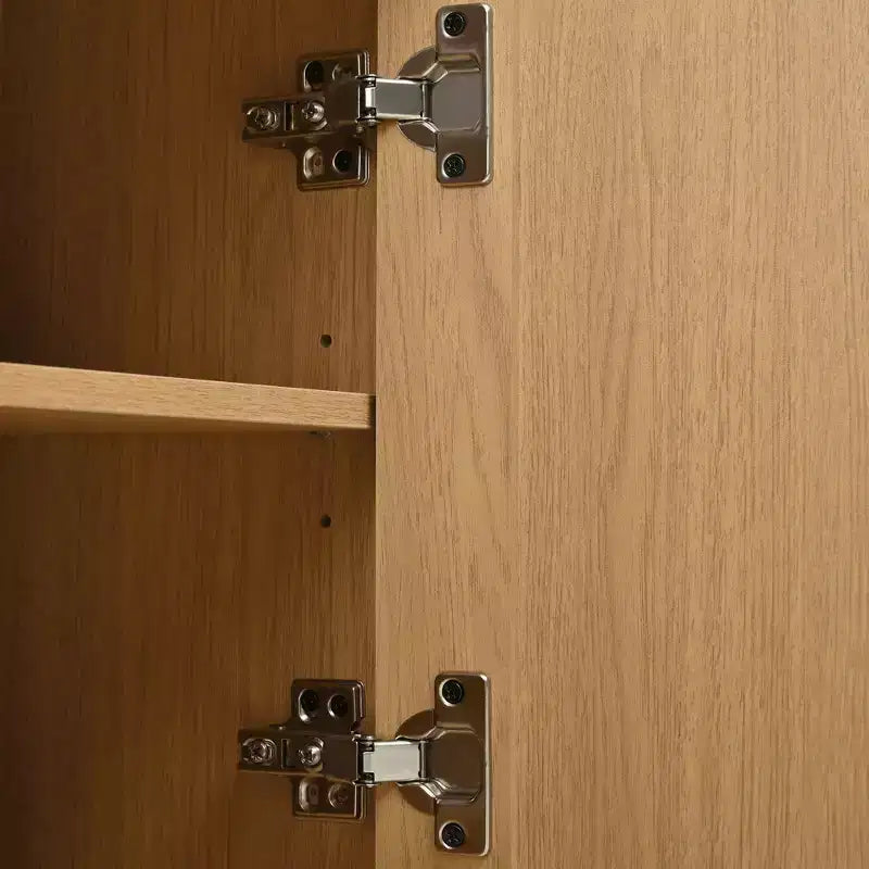 Meuble TV en bois GDFStudio Roy Farmhouse avec porte coulissante à tambour et rangement réglable