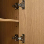Meuble TV en bois GDFStudio Roy Farmhouse avec porte coulissante à tambour et rangement réglable