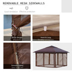 Outsunny 12 x 12 Pop Up Canopy Sun Shade Instant Tent Folding with Mesh Sidewall Netting, 3-Level Adjustable Height