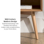 Set of 2 Mid-Century Solid Wood Nightstands with 1 Drawer, Bedroom Side Tables