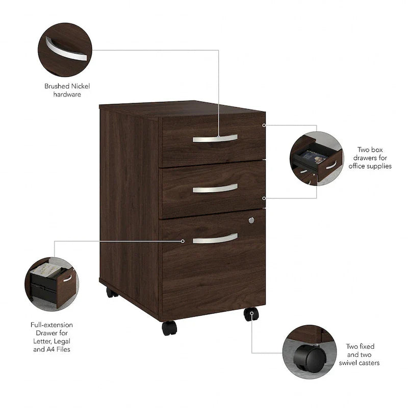 72 Office Desk with Hutch & 3-Drawer Mobile File Cabinet