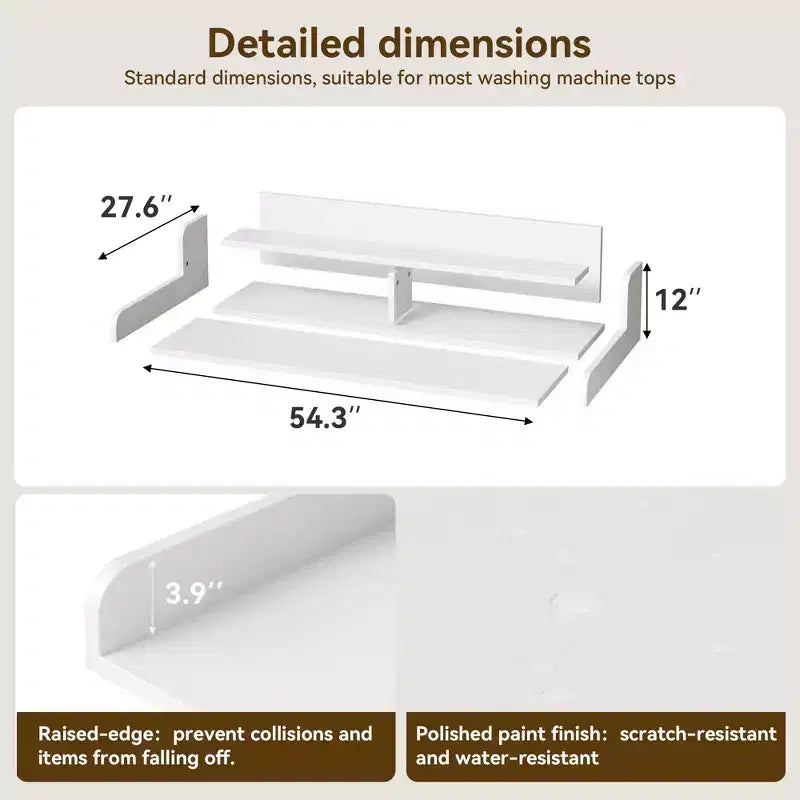 2-Tier Washer and Dryer Countertop with Shelf or Drawers, Laundry Countertop Cover with Non-Slip Pad, 54X27.5 Laundry Topper for Folding Clothes