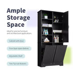 Bathroom Storage Cabinet with Doors and Drawers Tilt-Out Laundry Hamper Multiple Storage Space Freestanding Style