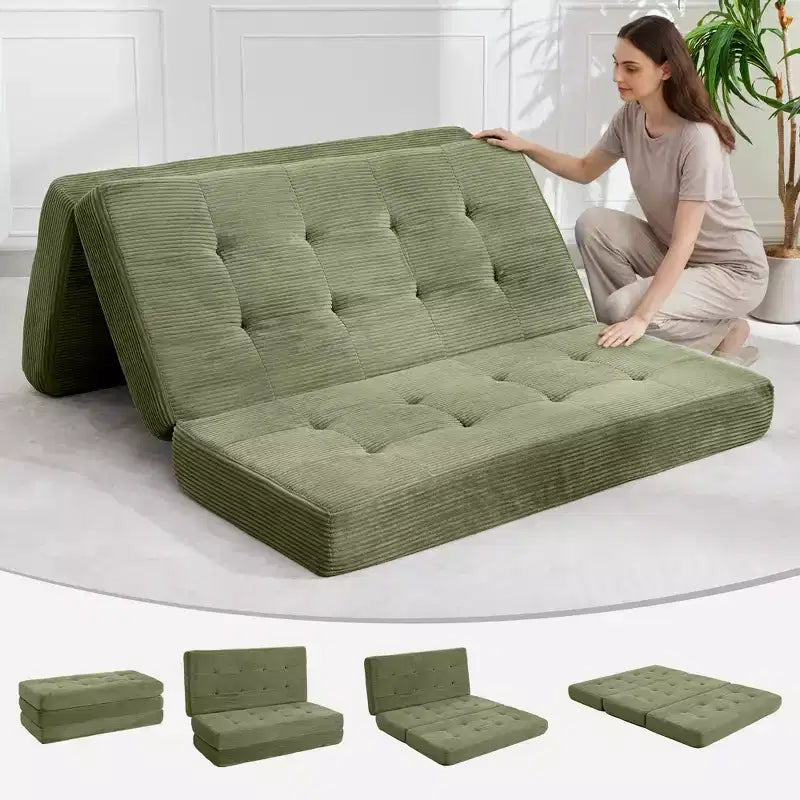 39x75 Tri-Fold Memory Foam Sofa Bed  6 Tufted Mattress