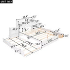 Full Storage Platform Bed with Trundle, Bookcase Headboard and Charging Station, Wooden Full Size Bed Frame with Shelves and Drawers