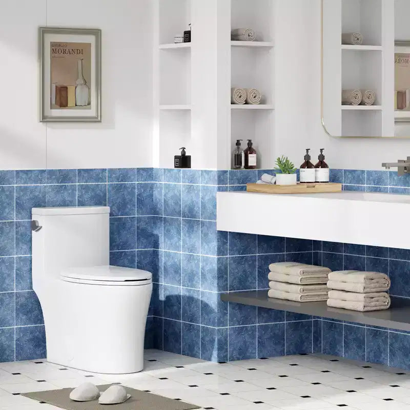 Toilette Commerciale Allongée Double. Hauteur Confort 16 avec Abattant à Fermeture Douce. Blanc