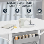 Height Adjustable Craft Table with Storage Shelves, Mobile Folding Cutting Table for Home Office Sewing Room Craft Room
