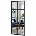 JIONJOY Minimalist Black Metal Framed Wall Mirror, Window-Style Accent Mirror, Shatterproof Entryway Mirror