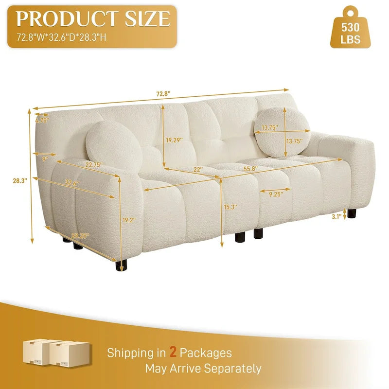 2-Seat Cloud Deep Seat Sofa Couch for Living Room, Bedroom