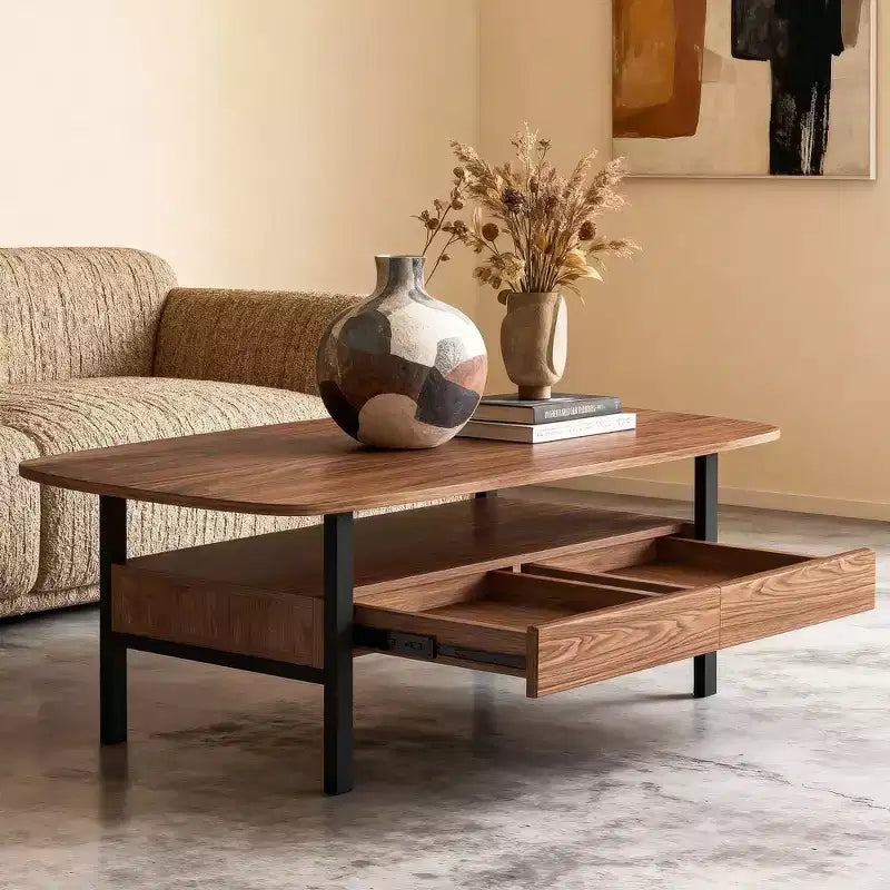 Gaoyangjiaju 47.2 Inch Wooden Coffee Table with Storage Drawers