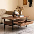 Gaoyangjiaju 47.2 Inch Wooden Coffee Table with Storage Drawers