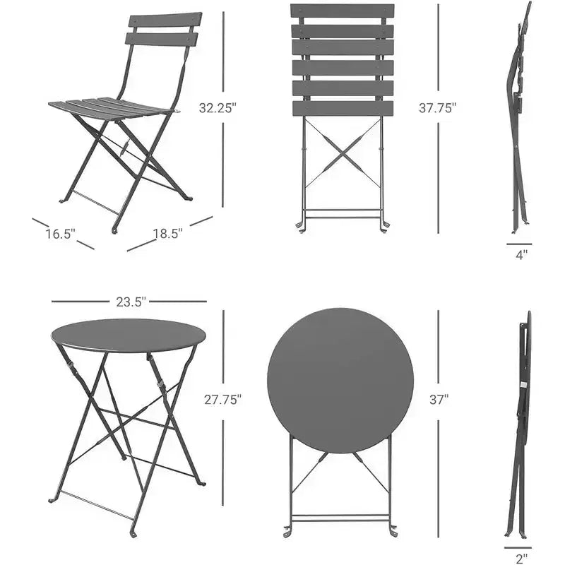Outdoor Three-Piece Portable Folding Table and Chair Set