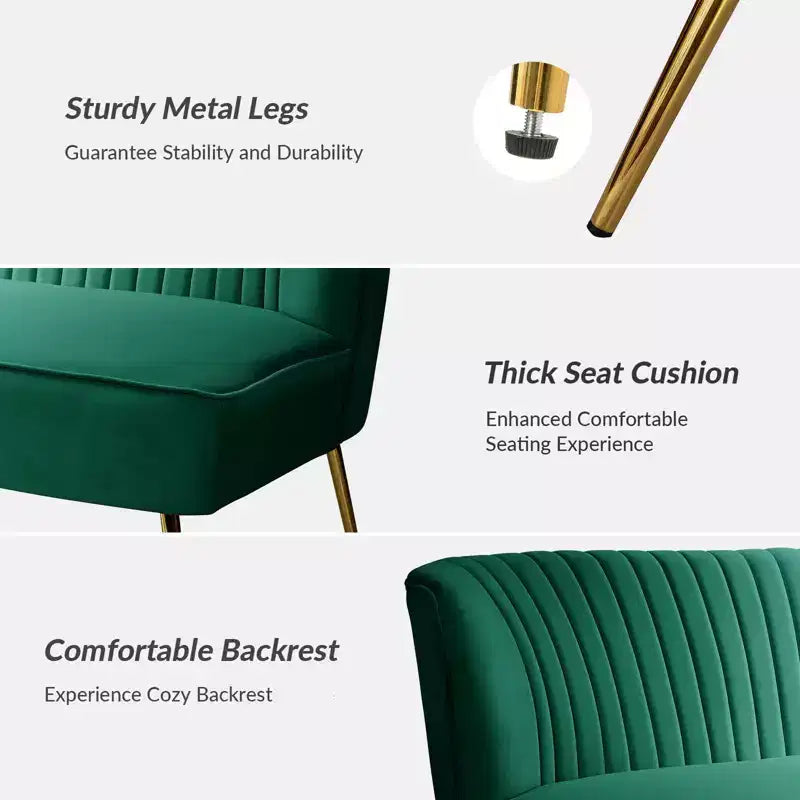 Causeuse en velours Nicolas | Canapé 2 places contemporain pour salon et chambre à coucher avec dossier capitonné | Karat Home