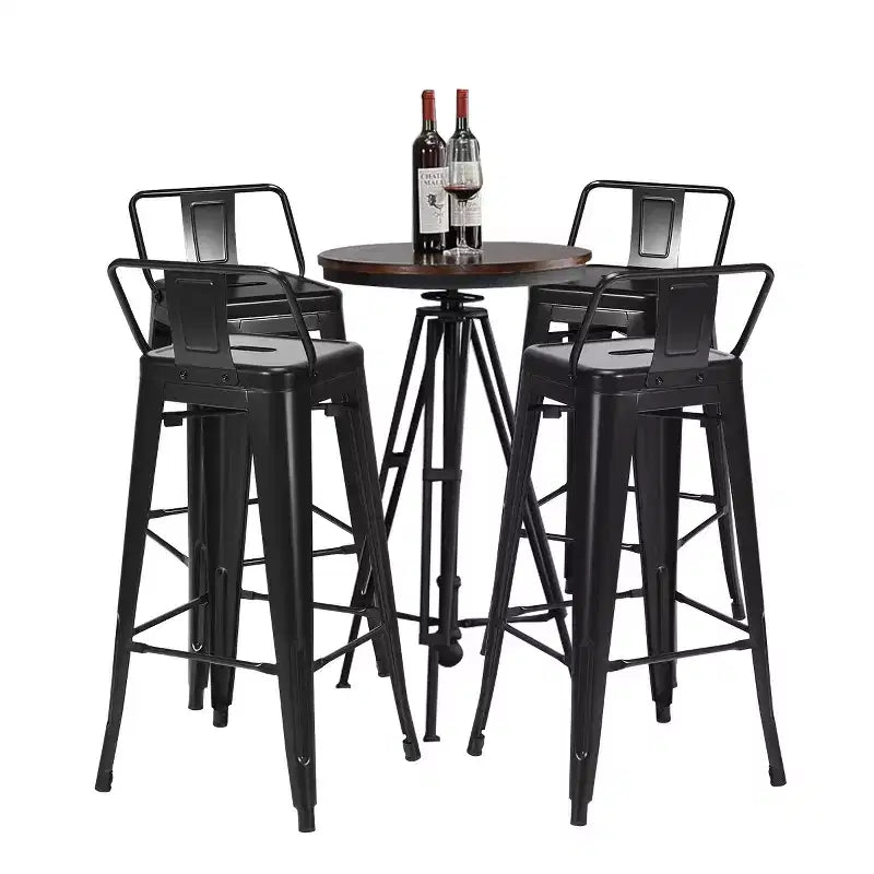 Costway Set of 4 Metal Bar Stools 30'' Bar Height Barstools Industrial W/ Low Back Steel