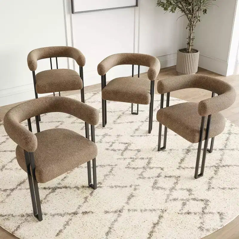 Lot de 2 chaises de salle à manger rondes modernes TUYOHW, chaises de salle à manger rembourrées avec siège coussiné et cadre en métal robuste