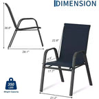Patio Chairs,Outdoor Stackable Dining Chairs Set of 4/6 All Weather Lightweight Textilene Outdoor Chair Sets with Armrests for Backyard,Pool Deck