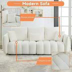 GDFStudio Alanna 79.5 Modern Teddy Fabric Upholstered 3-Seater Sofa with Pillows