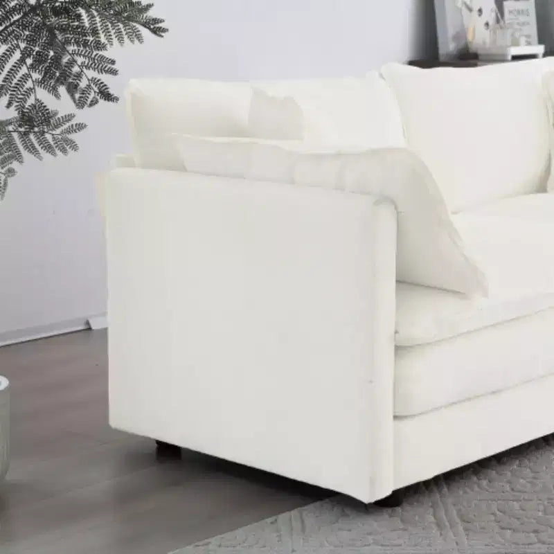 Chenille Loveseat with Ottoman and Footrest: Ideal for Small Spaces