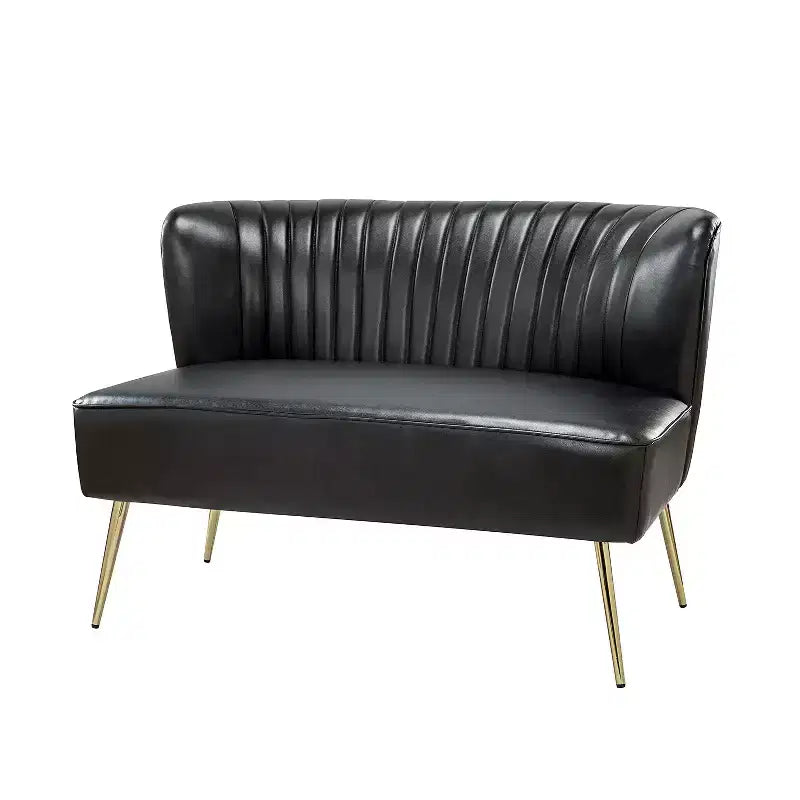 47 Contemporary Wingback Loveseat, Armless 2-Seater Sofa with Metal Legs for Living Room or Bedroom