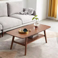 Table basse rectangulaire en bois de chêne massif moderne avec étagère de rangement GDFStudio Wright