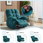 Manual recliner, ergonomic breathable fabric recliner with side pockets, single sofa, suitable for living room bedroom