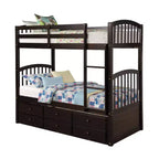 Lit superposé double avec échelle, barrière de sécurité, lit gigogne double avec 3 tiroirs pour chambre d'adolescent, meubles de chambre d'amis