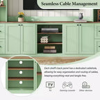 ModernLuxe 4-in-1 Farmhouse Entertainment Center Wall Unit, Fits TVs Up to 70, TV Stand Media Console w/ Adjustable Shelves & Drawers