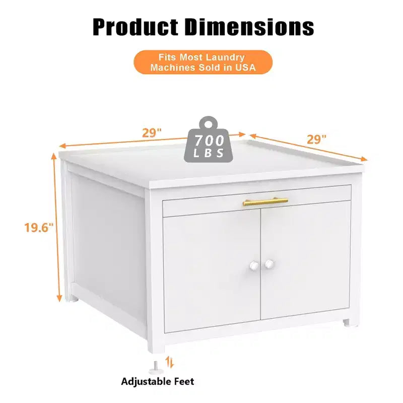 Piedestal en métal renforcé noir/blanc pour laveuse et sécheuse – Unité simple, anti-vibration