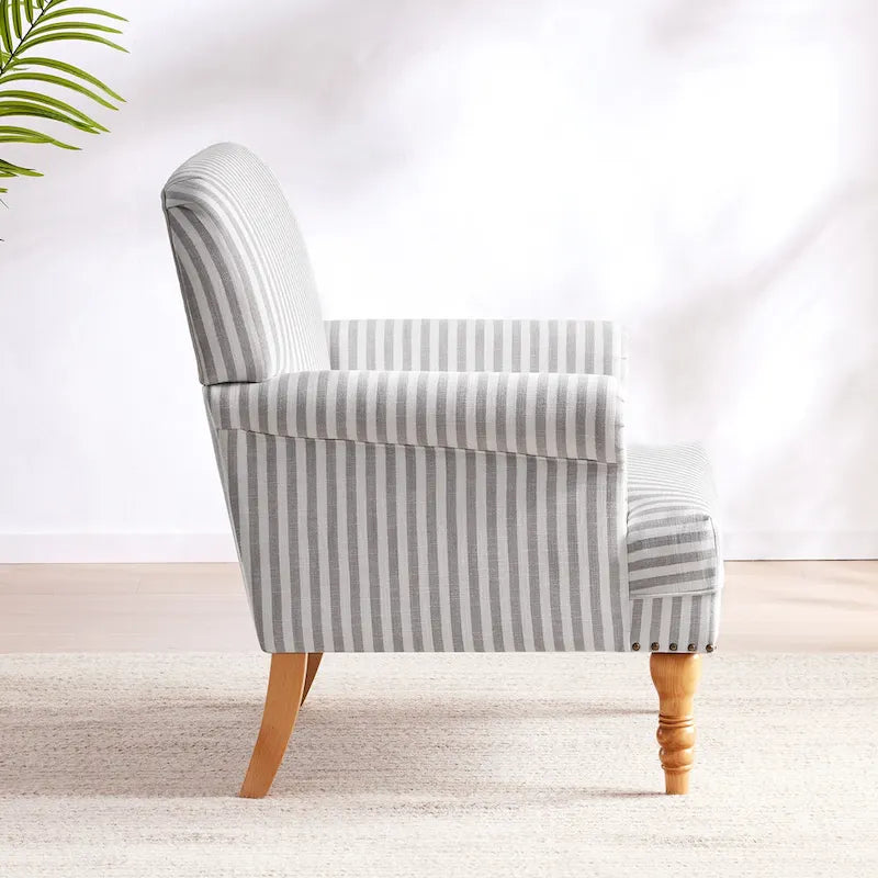 Rolled Armchair Accent Chair Set of 2 Blue/ Grey/ Brown