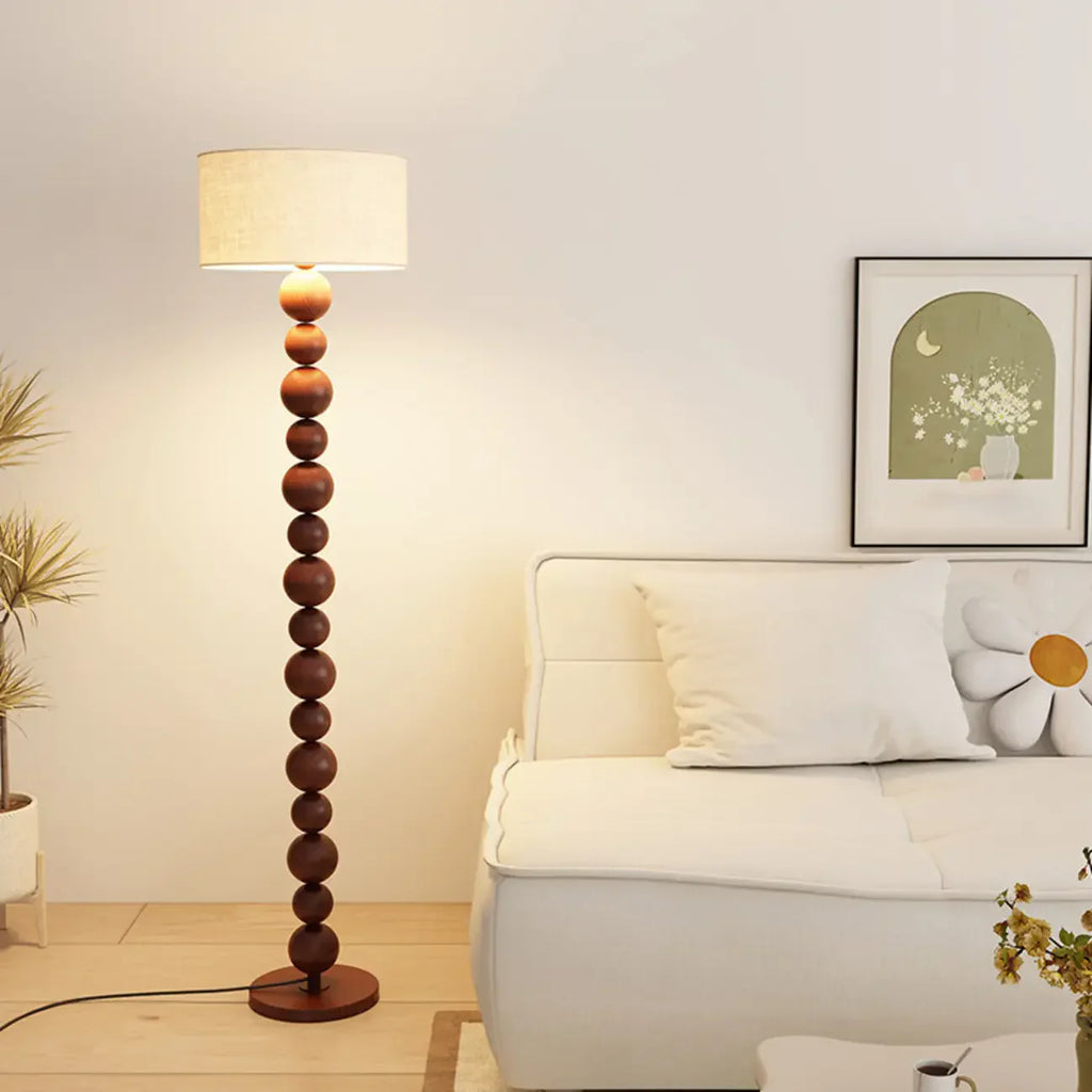 Decorative Modern Stacked Ball Floor Lamp with Fabric Shade