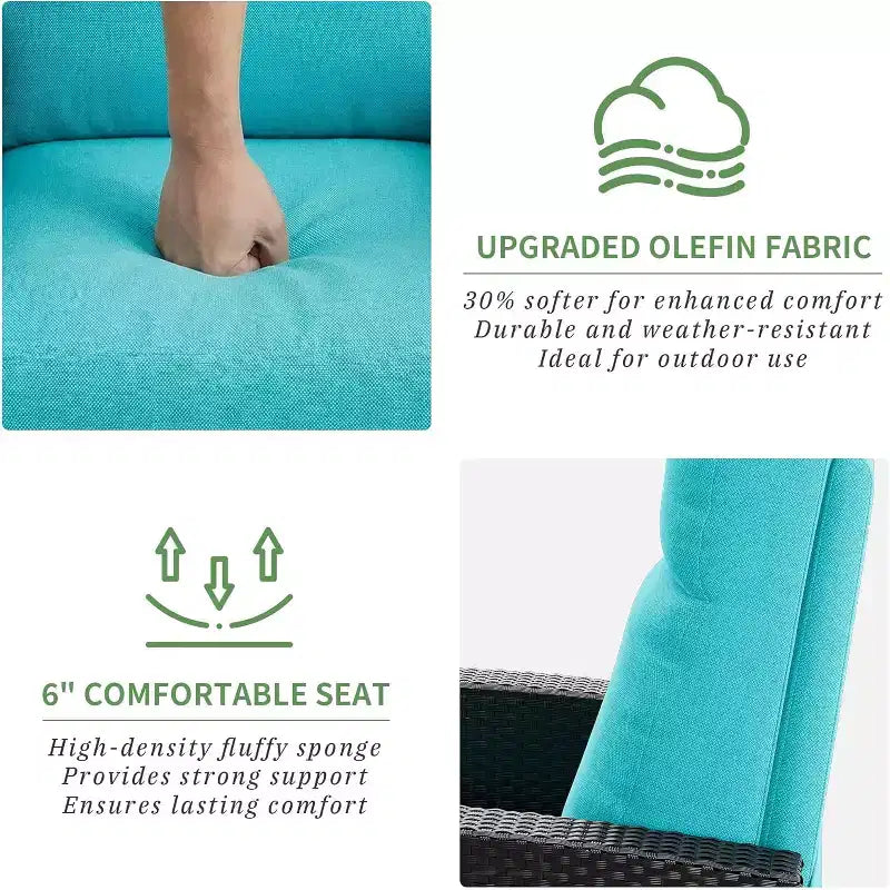 Outdoor Wicker Recliner with Adjustable Back and Footrest, Reclining Patio Chair with Independent,Outdoor Recliner Chair with Cushion