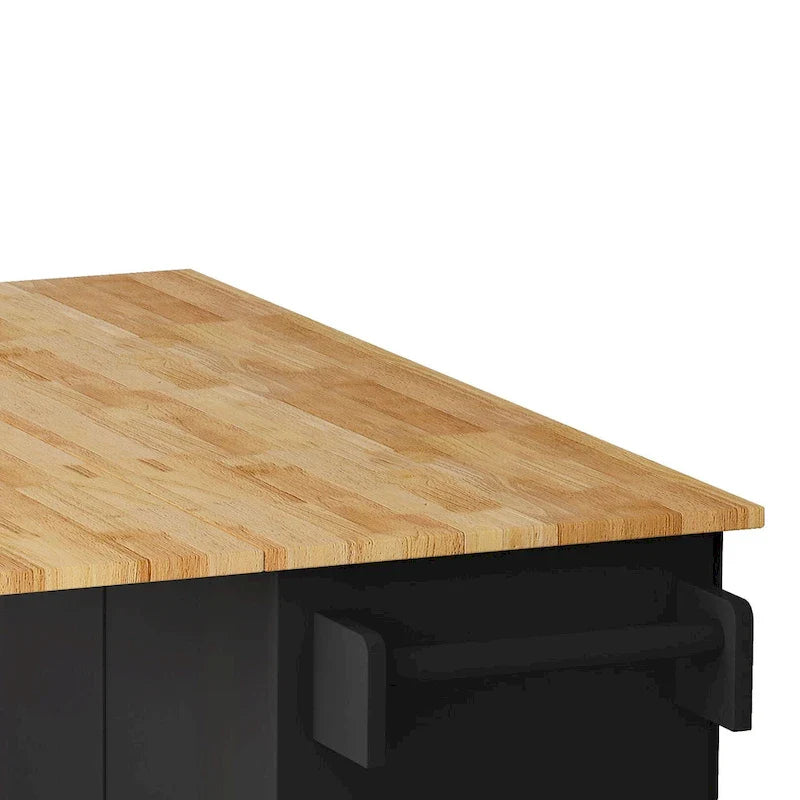 Kitchen Island Cart with Two Door Cabinet and Three Drawers