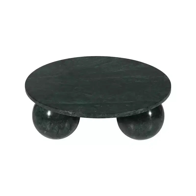 Round Marble Coffee Table with Sphere Legs, Multicolor, Seats 4–6