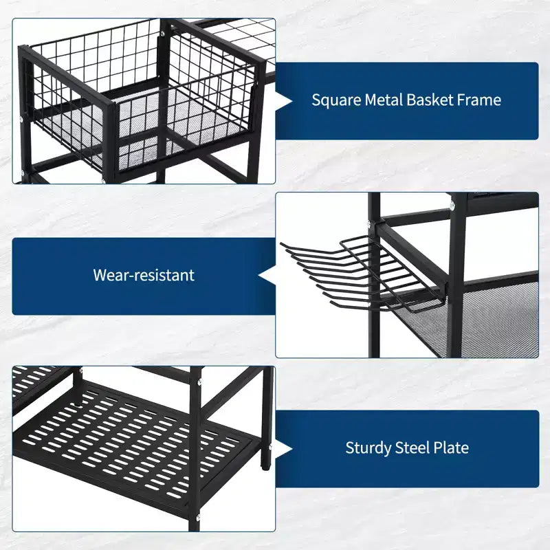 Organisateur d'outils de jardin, support de rangement à 3 niveaux pour outils de jardinage, pour jusqu'à 35 outils à long manche, support d'outils de jardin autonome pour abri de jardin