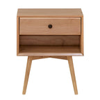 Set of 2 Mid-Century Solid Wood Nightstands with 1 Drawer, Bedroom Side Tables
