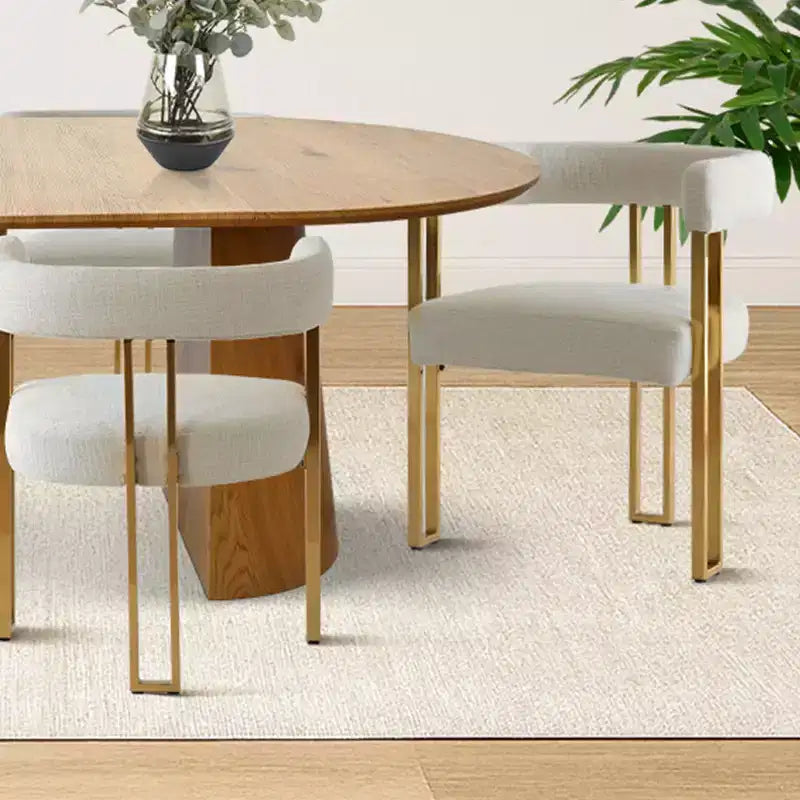 3-in-1 Oval Extendable Dining Table Set with 6 Chenille Upholstered Chairs Featuring Gold Metal Legs, Versatile Dining Furniture-Panipeachy