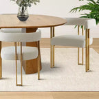 3-in-1 Oval Extendable Dining Table Set with 6 Chenille Upholstered Chairs Featuring Gold Metal Legs, Versatile Dining Furniture-Panipeachy