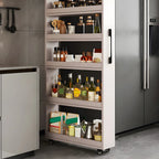 Modern Wooden Buffet Table with Open Shelves and Caster
