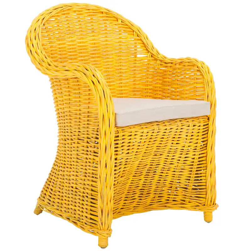 SAFAVIEH Sinja Fauteuil club en rotin jaune - 24 x 26 x 35 - 24x26x35H