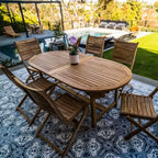 Nordic Teak 79-118 Adjustable 6-8 Person Natural Outdoor Dining Table - Beige