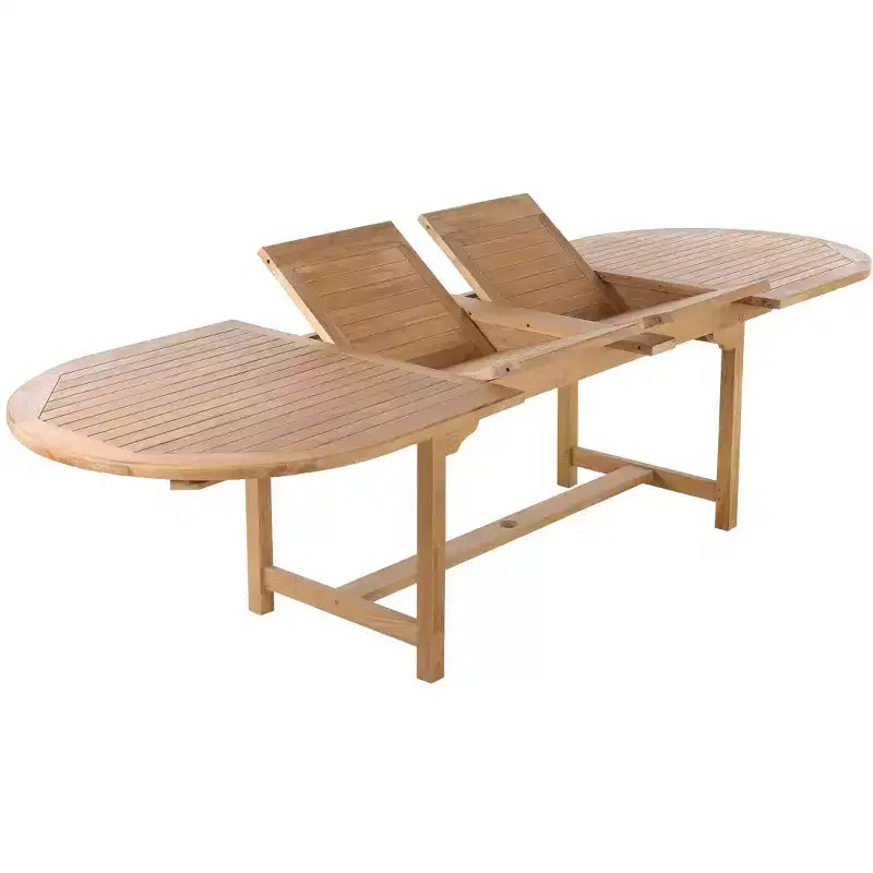 Nordic Teak 79-118 Adjustable 6-8 Person Natural Outdoor Dining Table - Beige