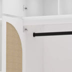 70.87Tall 8-Door Large Capacity Armoire Wardrobe Closet with Hanging Rod, Adjustable Shelves and Rattan Decorative Doors
