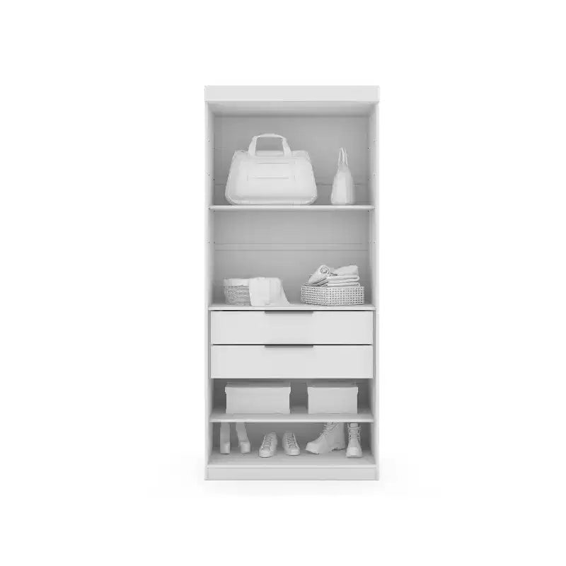 Set of 2 Mulberry 2.0 Wardrobe Closet White - Manhattan Comfort: Bedroom Storage, Hanging Rods, Modern Design