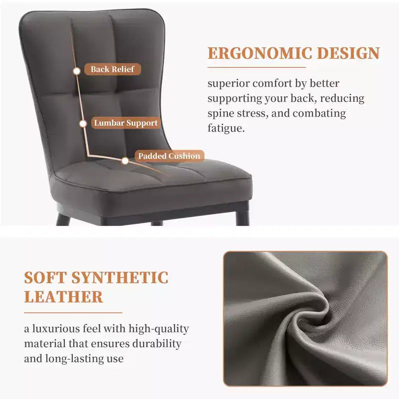 Bekrvio Dining Room Chairs Set of 6, Modern Upholstered Faux Leather Seat with High Back, Metal Legs, Armless Kitchen Chairs for Living Dinning Room