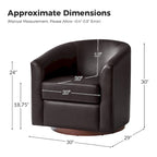 Haley Modern Swivel Barrel Faux Leather Chair with Solid Wood Base Set of 2 by HULALA HOME