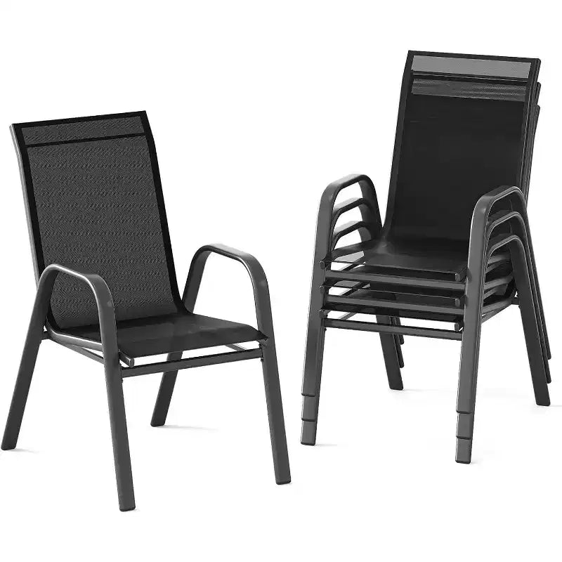 Patio Chairs,Outdoor Stackable Dining Chairs Set of 4/6 All Weather Lightweight Textilene Outdoor Chair Sets with Armrests for Backyard,Pool Deck